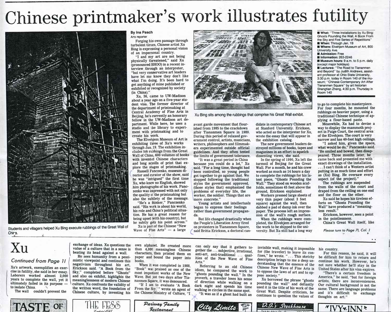 Chinese Printmaker's Work Illustrates Futility, article